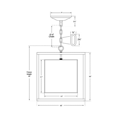 Caged Pendant Light - line drawing.