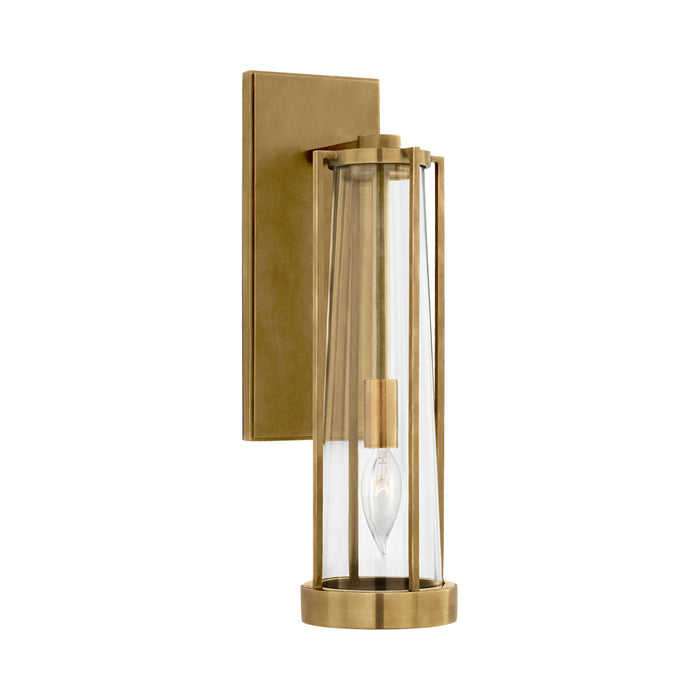 Calix Bath Wall Light in Hand-Rubbed Antique Brass/Clear Glass.