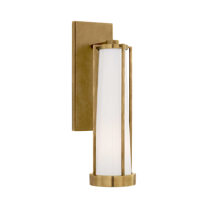 Calix Bath Wall Light in Hand-Rubbed Antique Brass/White Glass.