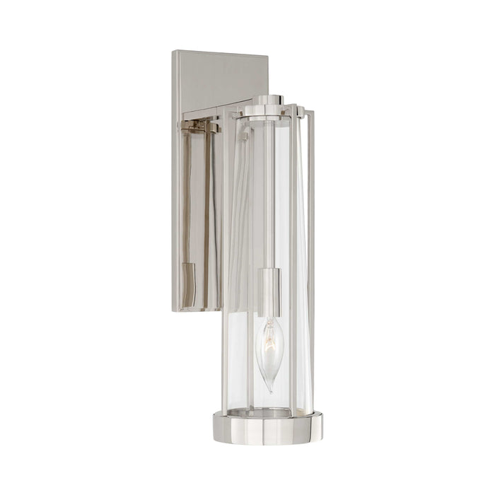 Calix Bath Wall Light in Polished Nickel/Clear Glass.