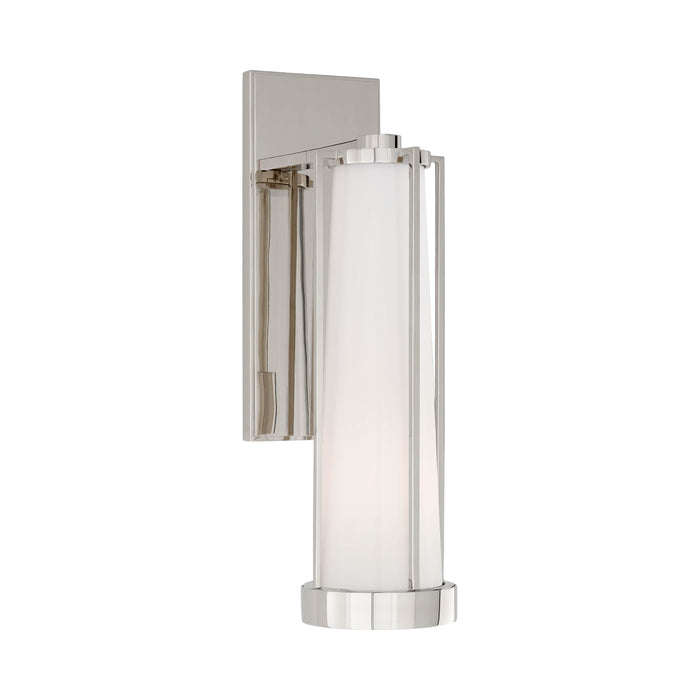 Calix Bath Wall Light in Polished Nickel/White Glass.