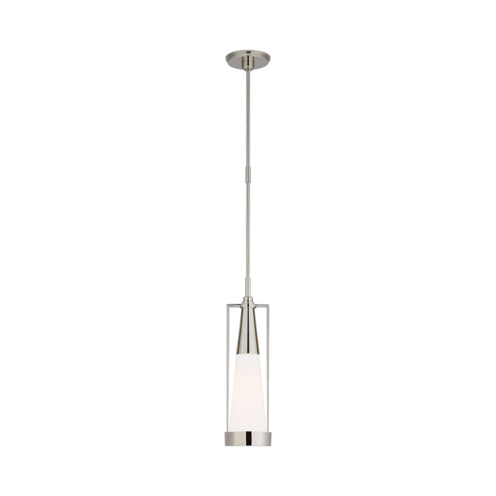 Calix Pendant Light in Polished Nickel/White Glass (Small).