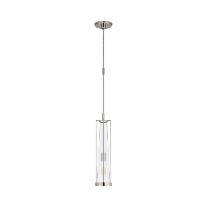 Calix Pendant Light in Polished Nickel/Clear Glass (Large).