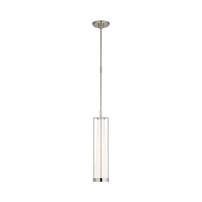 Calix Pendant Light in Polished Nickel/White Glass (Large).