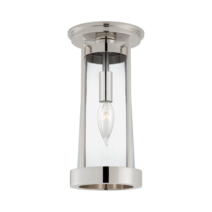 Calix Semi Flush Mount Ceiling Light in Polished Nickel/Clear Glass.