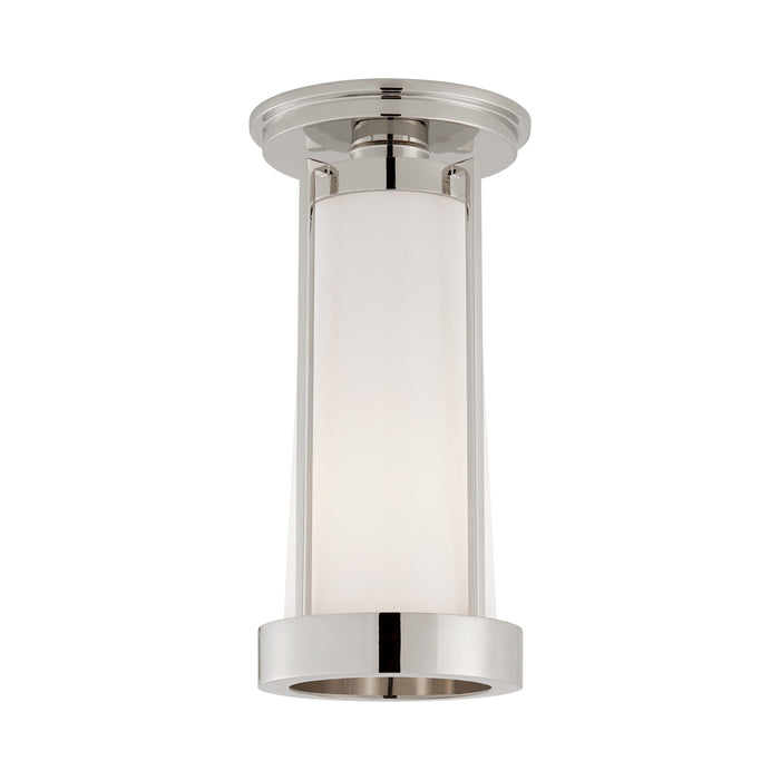 Calix Semi Flush Mount Ceiling Light in Polished Nickel/White Glass.