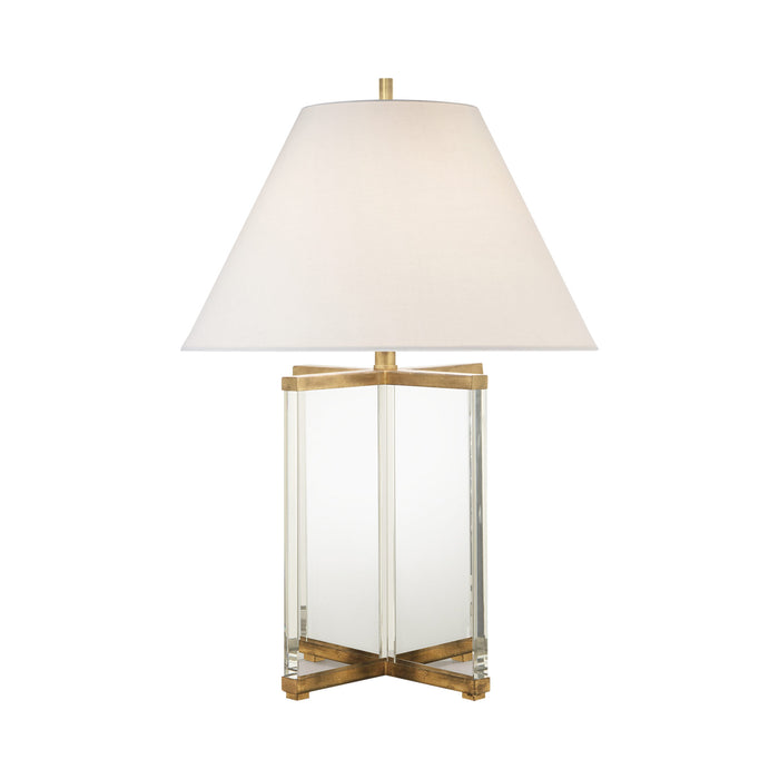 Cameron Table Lamp in Crystal and Gild Iron/Linen.