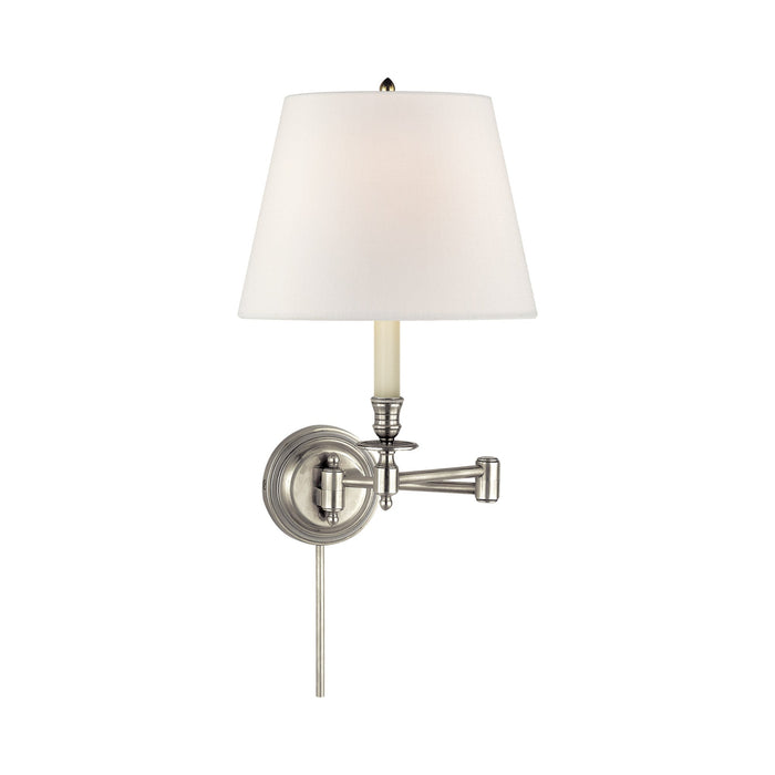 Candlestick Swing Arm Wall Light in Antique Nickel (Linen).
