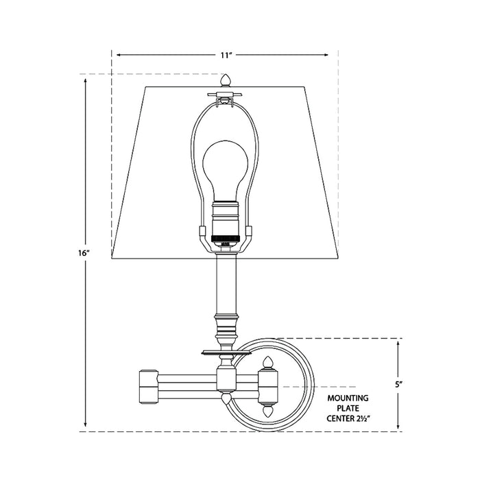 Candlestick Swing Arm Wall Light - line drawing.