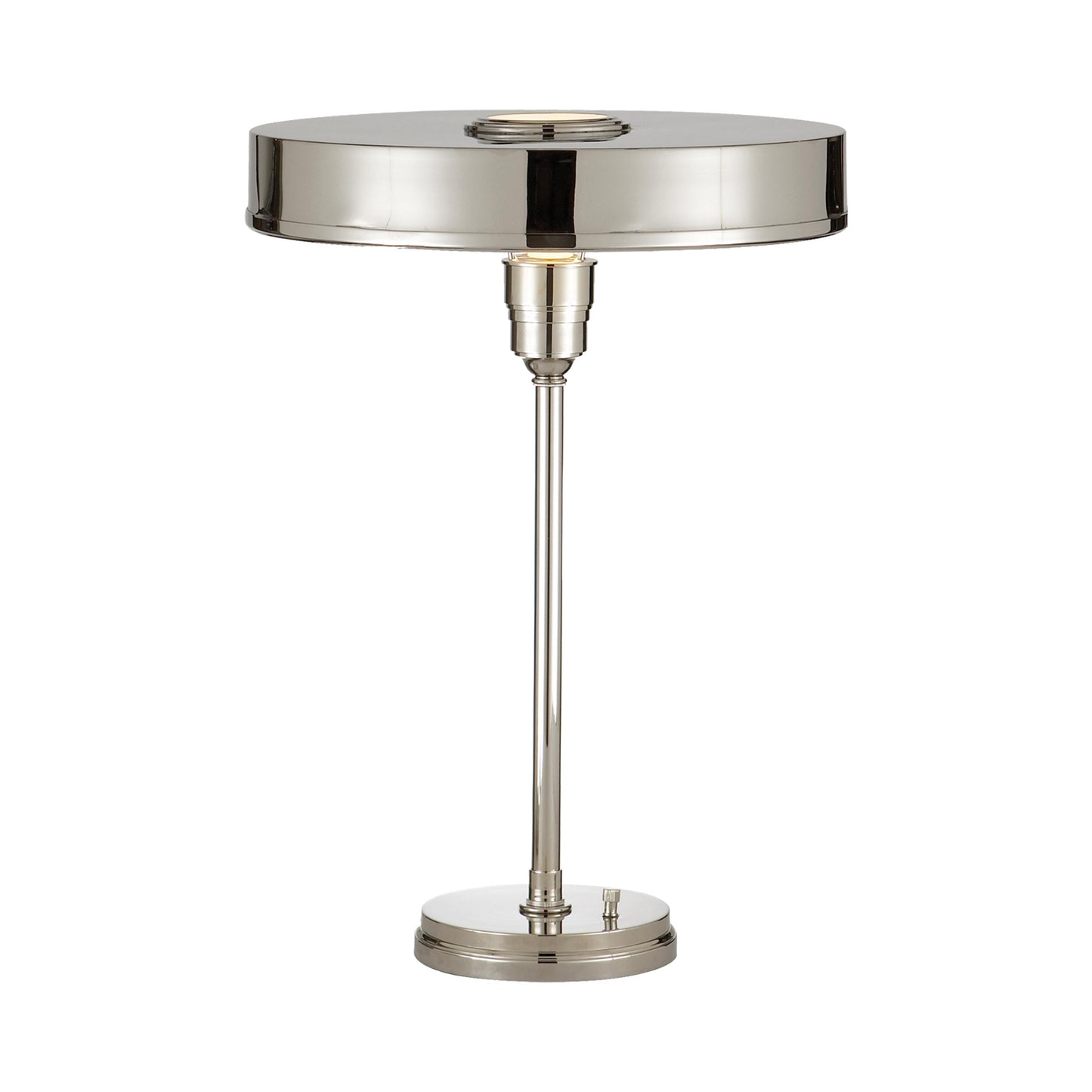 Carlo Table Lamp in Polished Nickel.