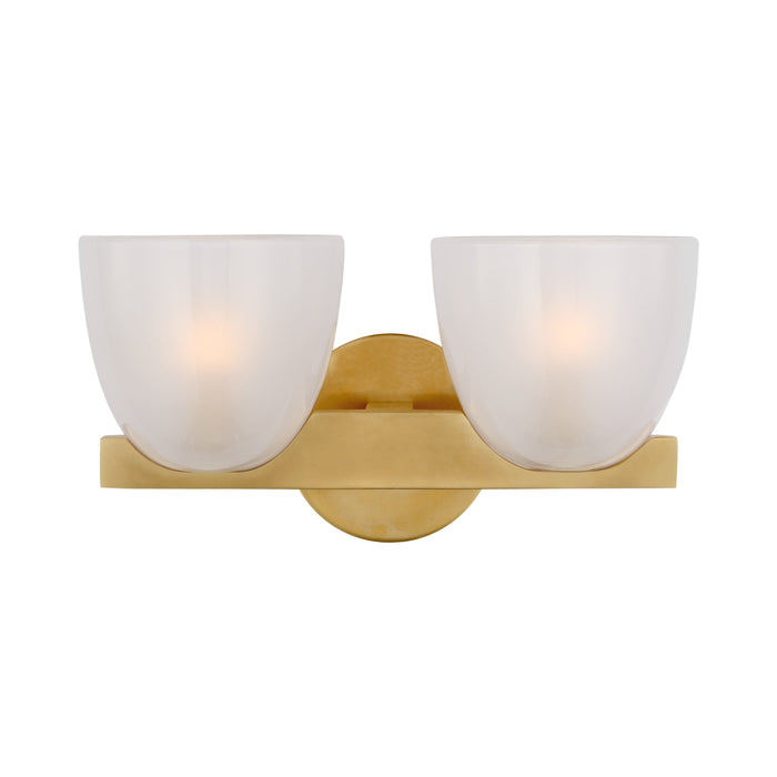 Carola LED Vanity Wall Light in Hand-Rubbed Antique Brass/Frosted Glass (2-Light).