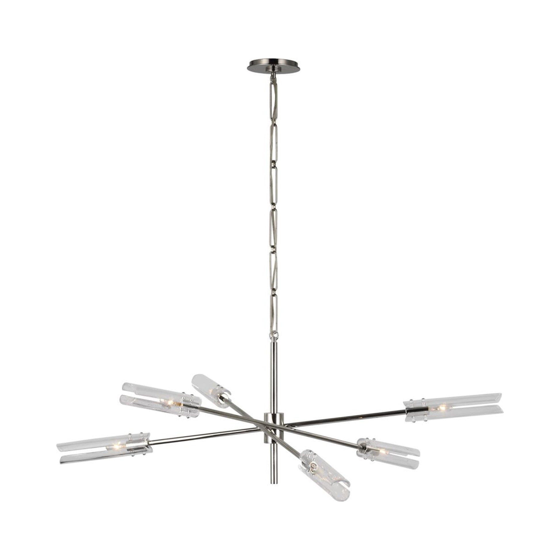 Casoria Radial LED Chandelier in Polished Nickel.