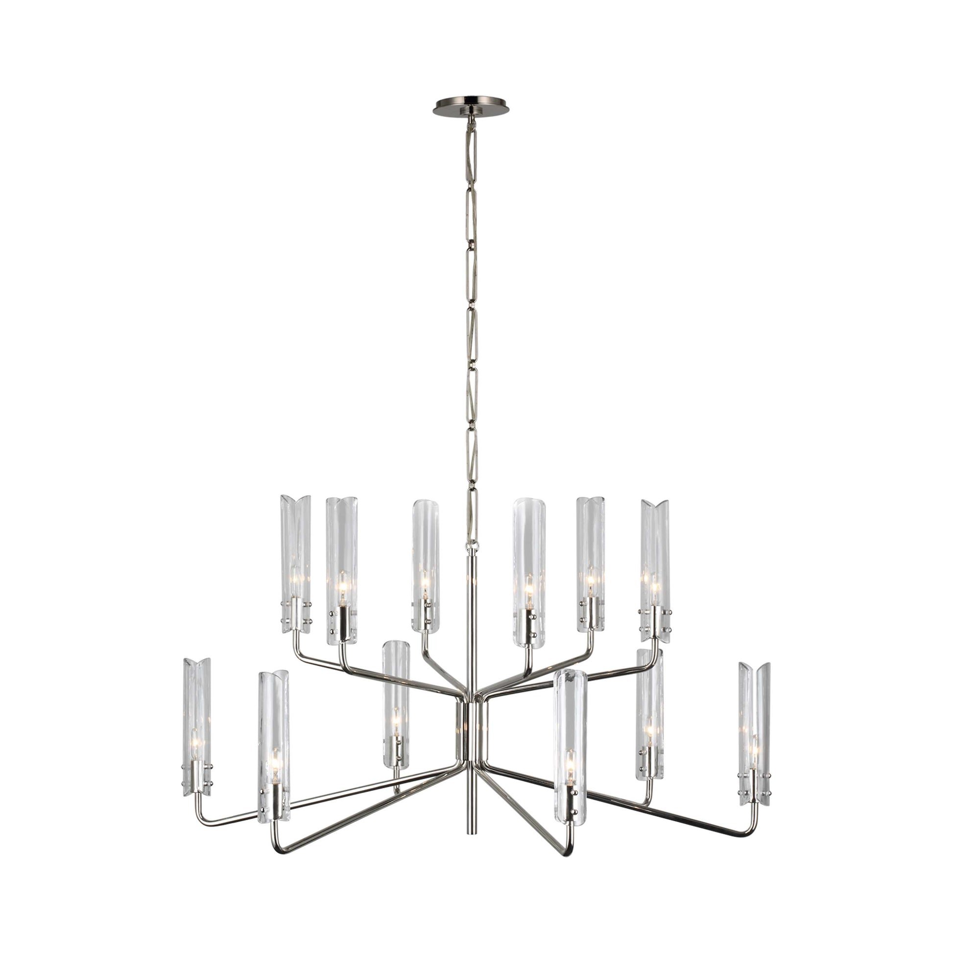 Casoria Two-Tier Chandelier in Polished Nickel (42.25-Inch).