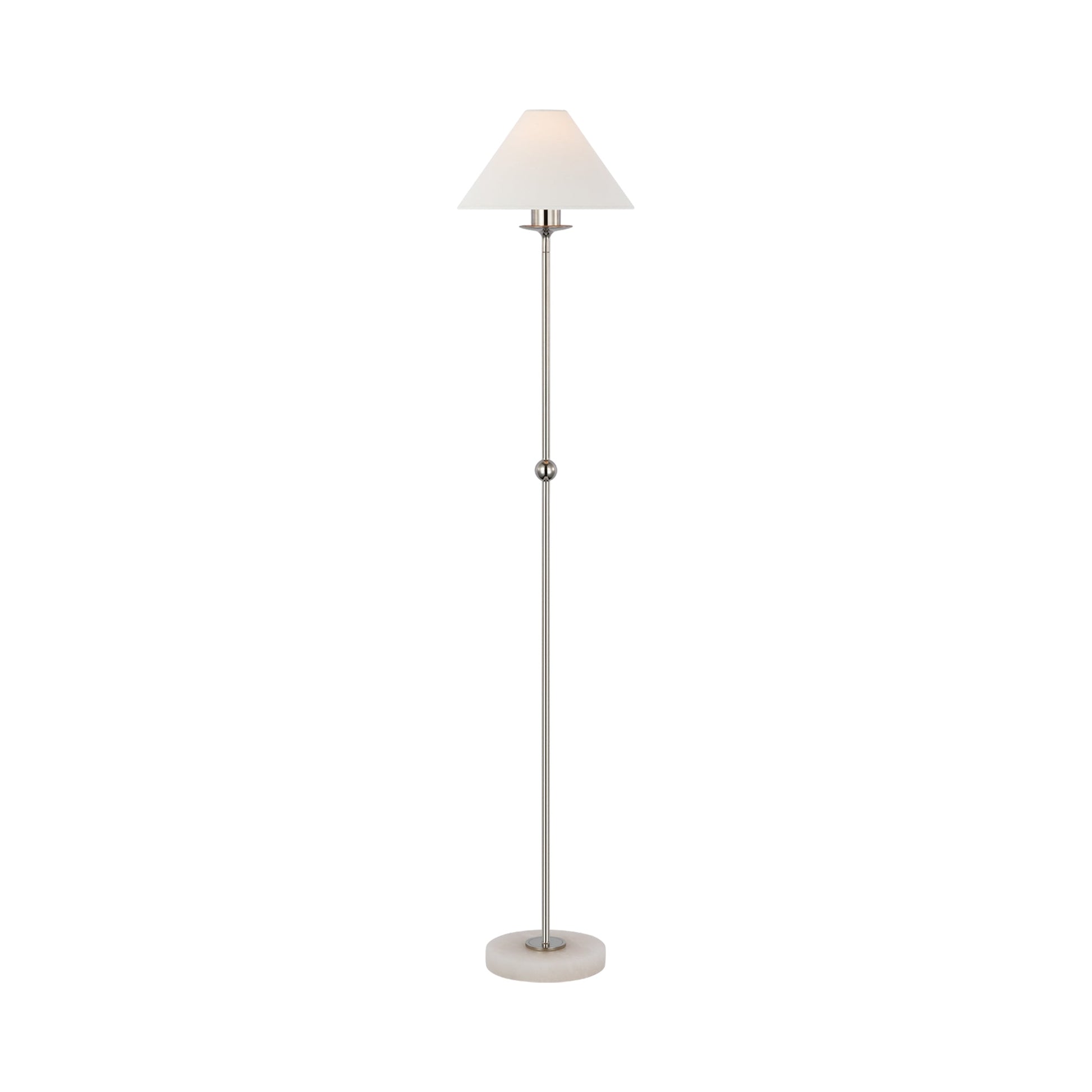 Caspian Accent LED Floor Lamp in Polished Nickel and Alabaster.