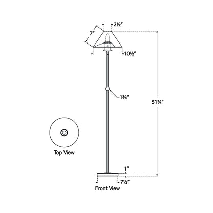 Caspian Accent LED Floor Lamp - line drawing.