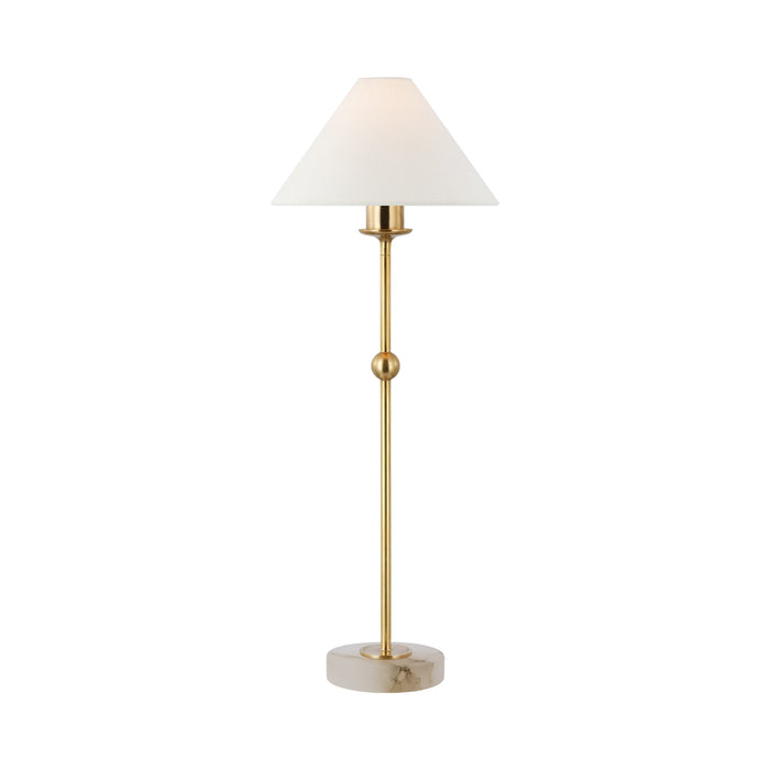 Caspian Accent LED Table Lamp in Antique-Burnished Brass/Alabaster.