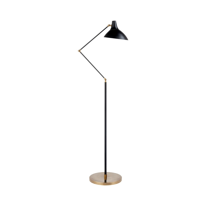 Charlton Floor Lamp in Black/Hand-Rubbed Antique Brass.