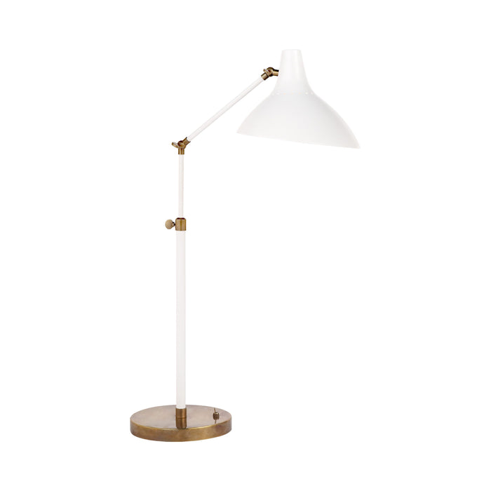 Charlton Table Lamp in White/Hand-Rubbed Antique Brass.
