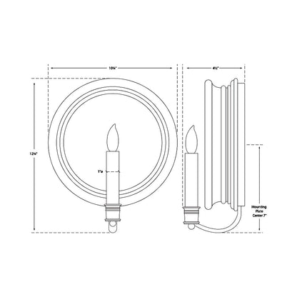 Chelsea Reflection Wall Light - line drawing.