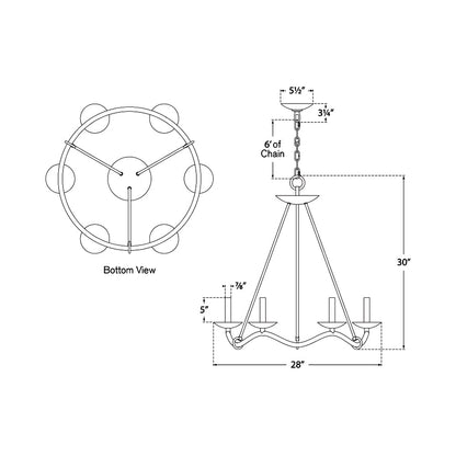 Choros Chandelier - line drawing.