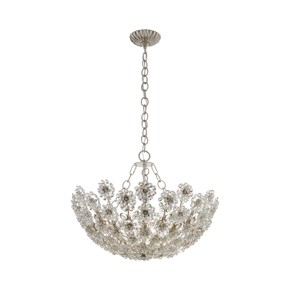 Claret Chandelier in Burnished Silver Leaf.