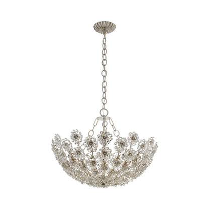 Claret Chandelier in Burnished Silver Leaf.