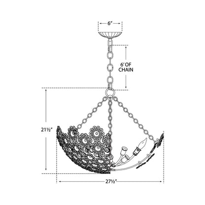 Claret Chandelier - line drawing.