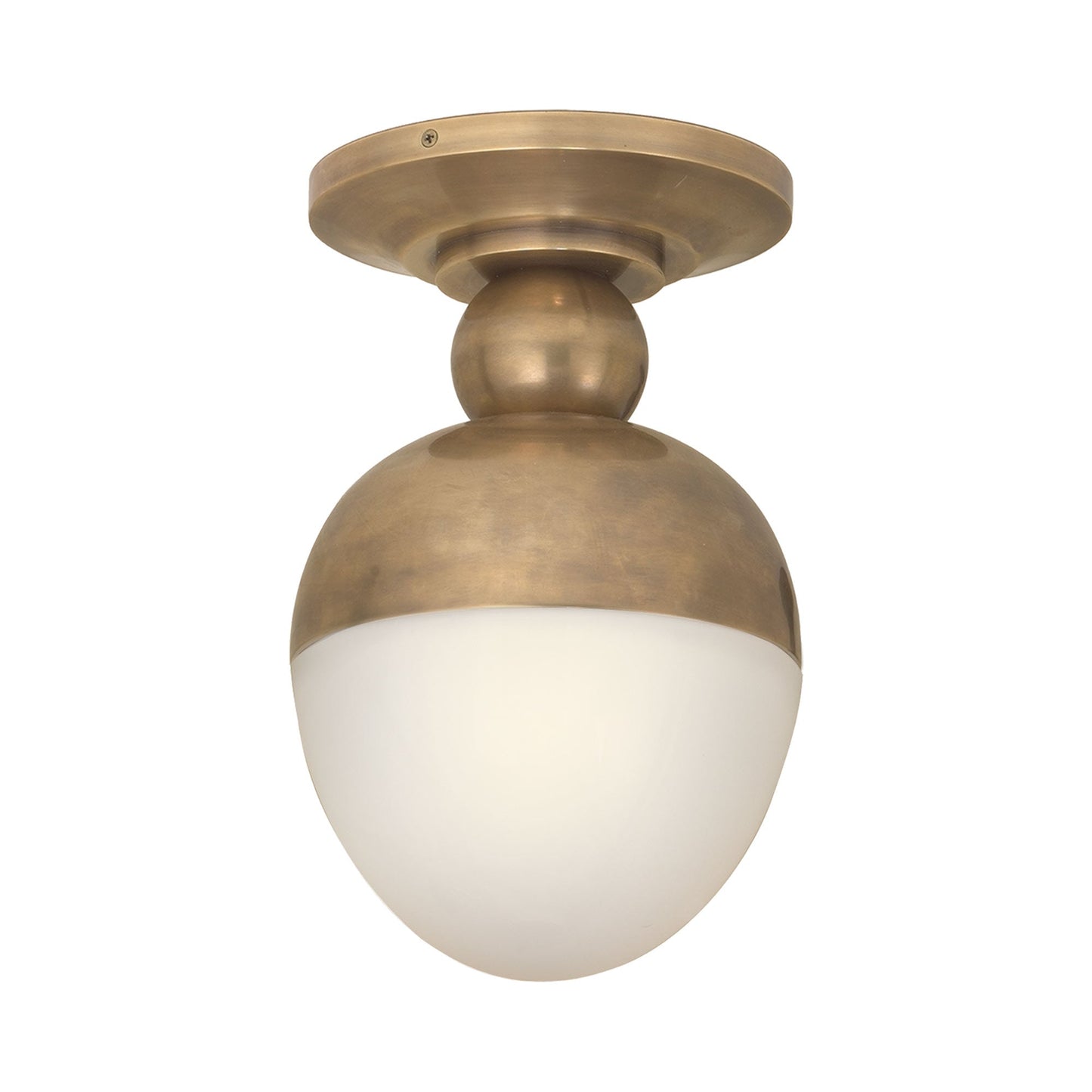 Clark Flush Mount Ceiling Light in Hand-Rubbed Antique Brass.