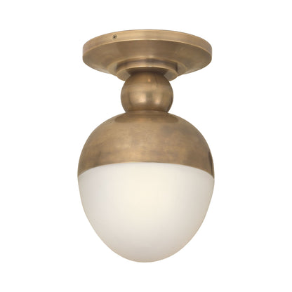Clark Flush Mount Ceiling Light in Hand-Rubbed Antique Brass.