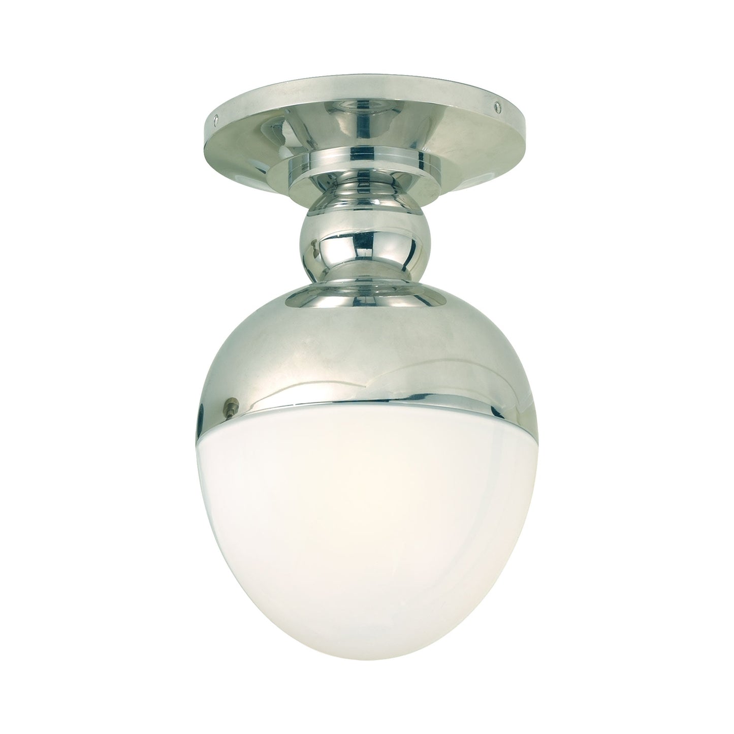 Clark Flush Mount Ceiling Light in Polished Nickel.