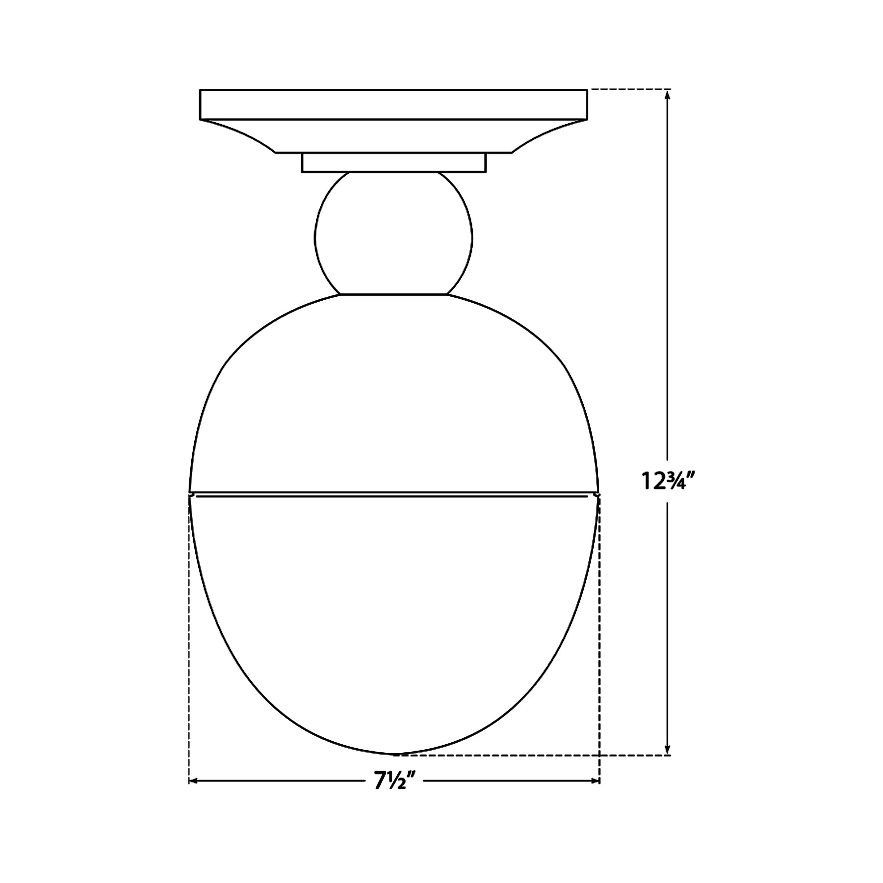 Clark Flush Mount Ceiling Light - line drawing.
