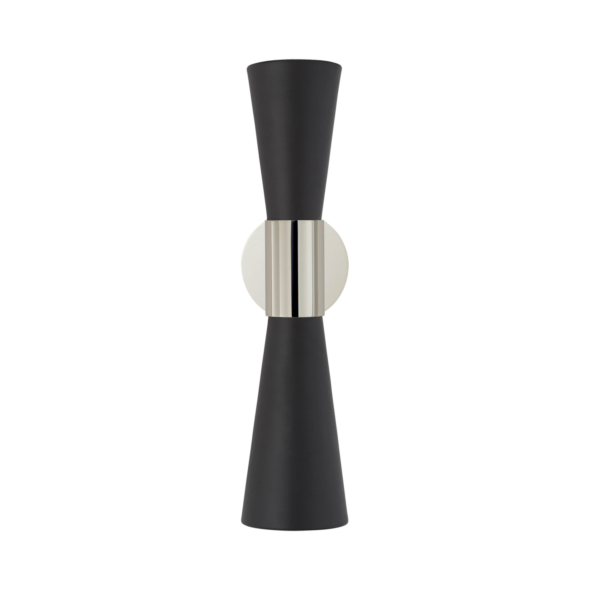Clarkson Narrow Wall Light in Polished Nickel/Black.