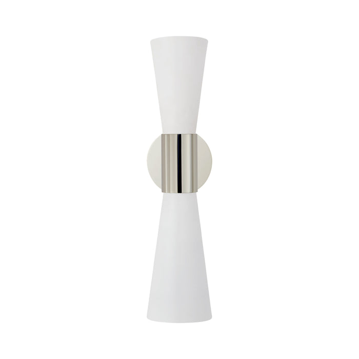 Clarkson Narrow Wall Light in Polished Nickel/White.