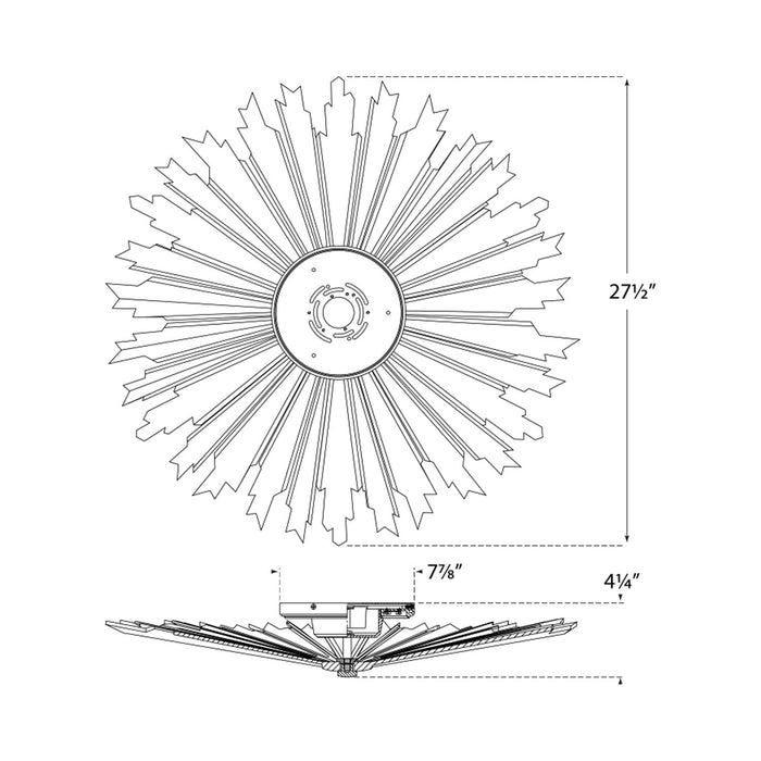 Claymore LED Flush Mount Ceiling Light - line drawing.