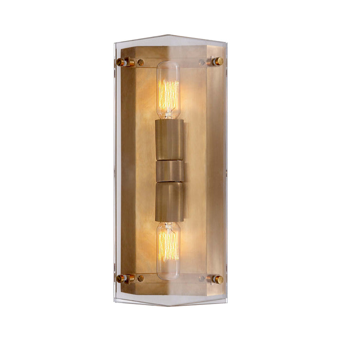Clayton Wall Light in Crystal and Hand-Rubbed Antique Brass (2-Light).