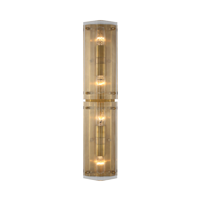 Clayton Wall Light in Crystal and Hand-Rubbed Antique Brass (4-Light).
