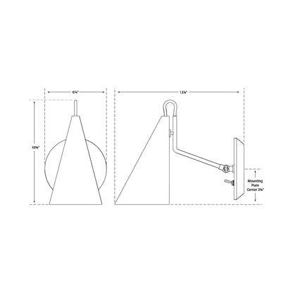 Clemente Wall Light - line drawing.