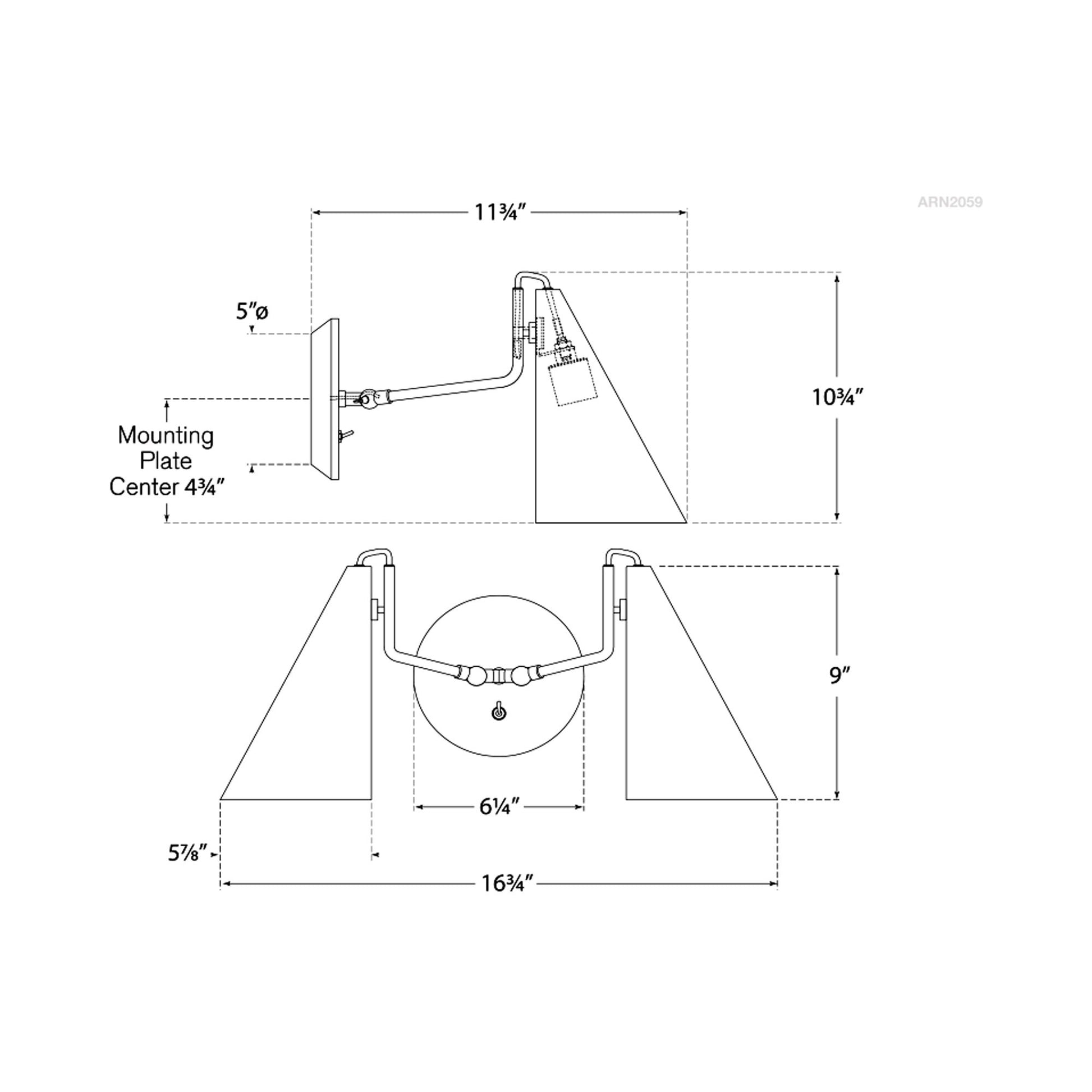 Clemente Wall Light - line drawing.