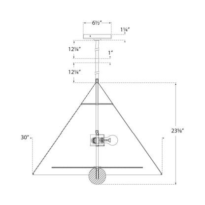 Cleo Pendant Light - line drawing.