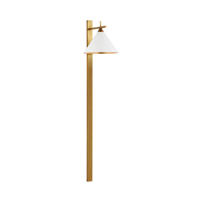Cleo Statement LED Wall Light in Antique-Burnished Brass/Matte White.
