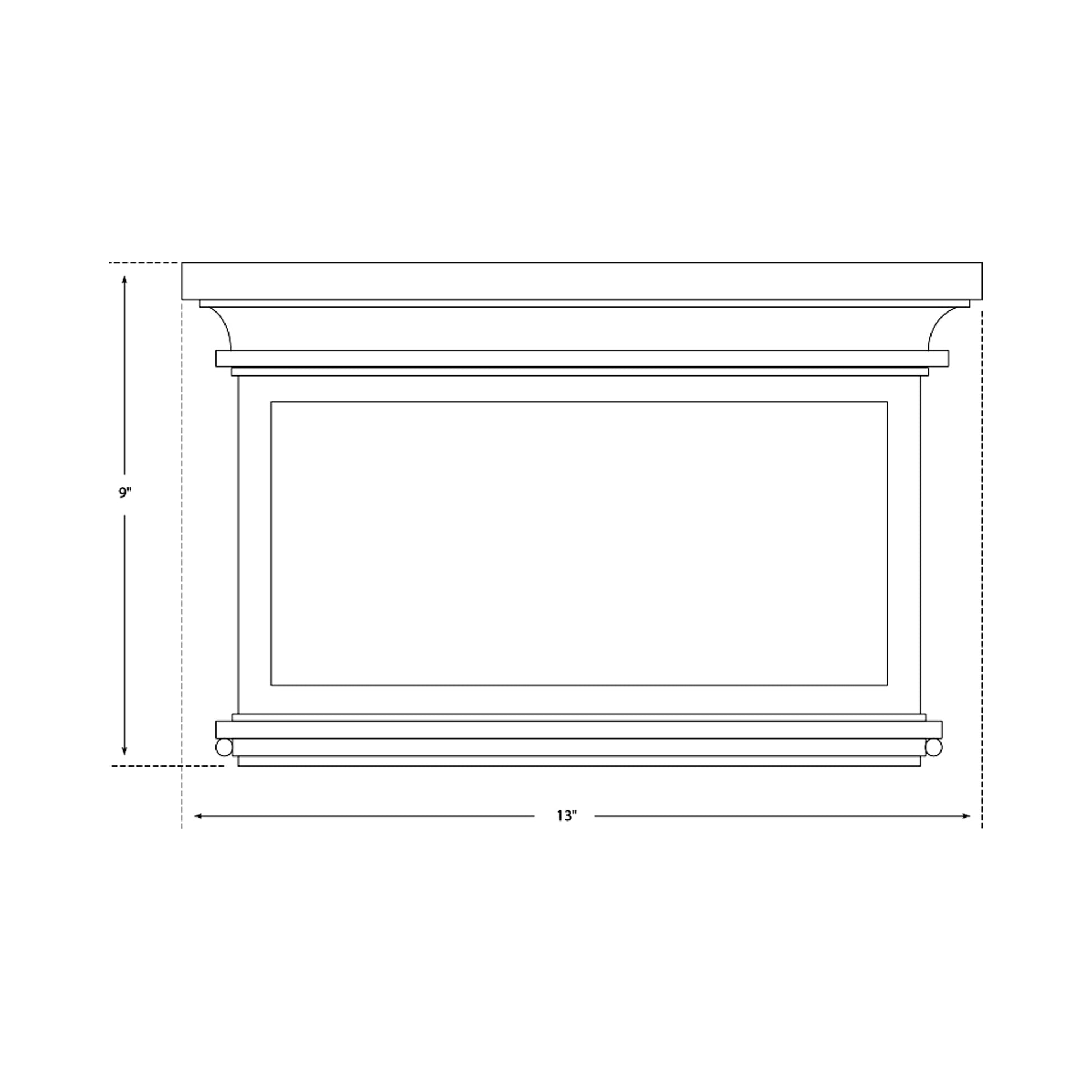 Club Square Flush Mount Ceiling Light - line drawing.