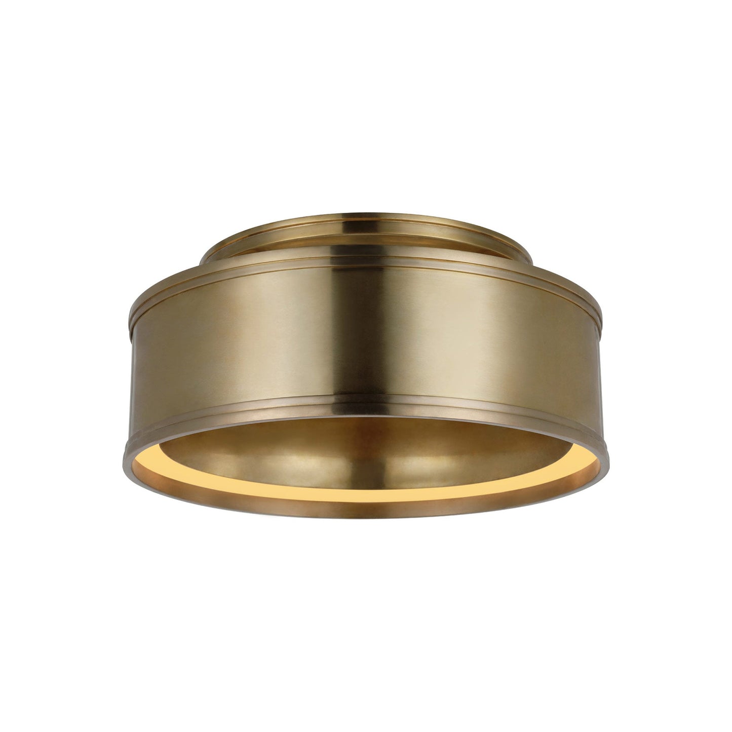 Connery LED Flush Mount Ceiling Light in Antique-Burnished Brass (14-Inch).