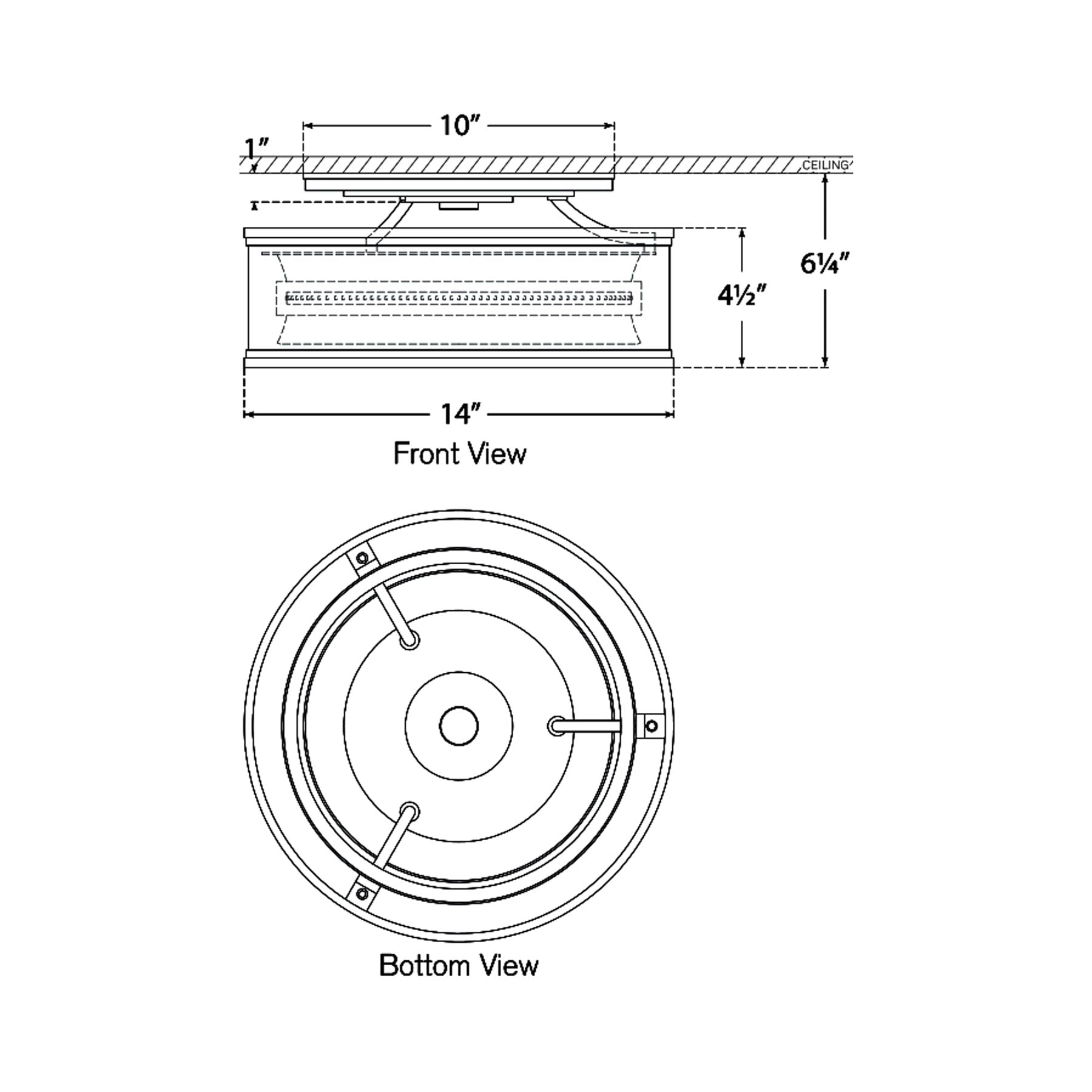 Connery LED Flush Mount Ceiling Light - line drawing.