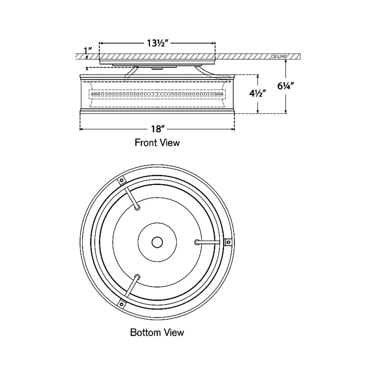 Connery LED Flush Mount Ceiling Light - line drawing.