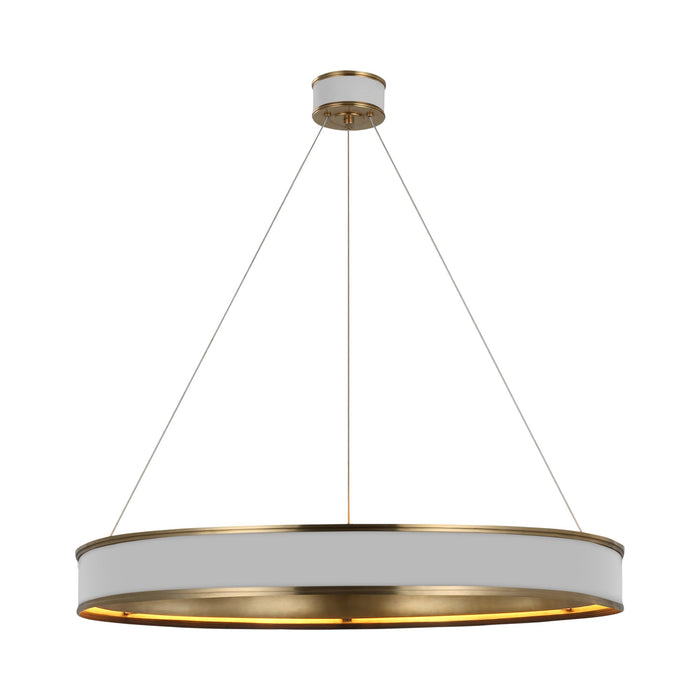 Connery Ring LED Chandelier in Matte White/Antique-Burnished Brass (40-Inch).