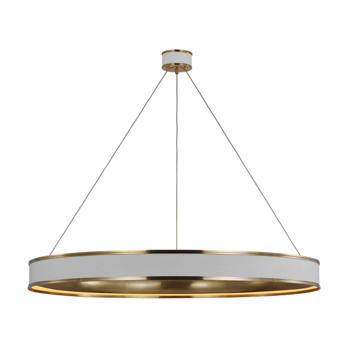 Connery Ring LED Chandelier in Matte White/Antique-Burnished Brass (50-Inch).