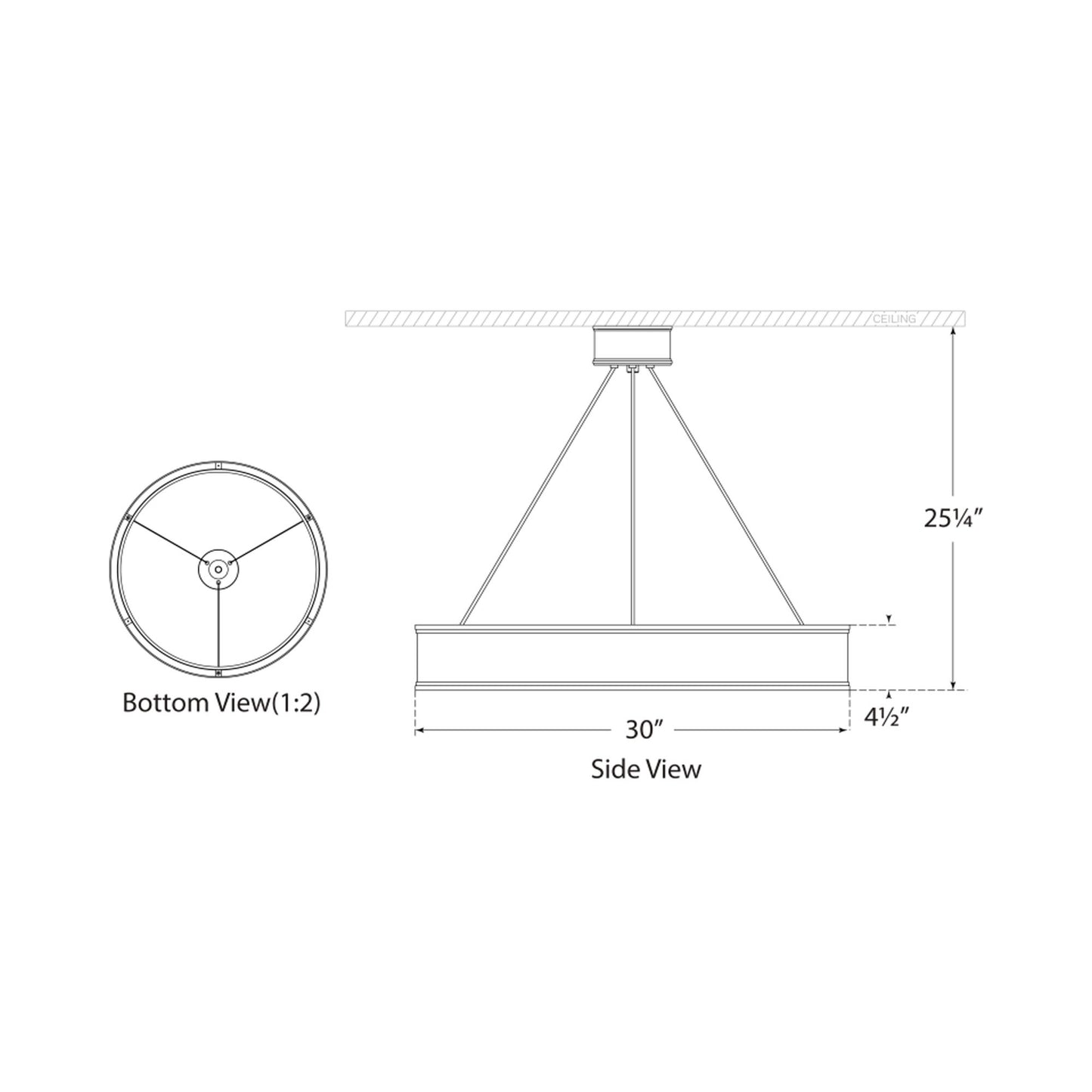 Connery Ring LED Chandelier - line drawing.