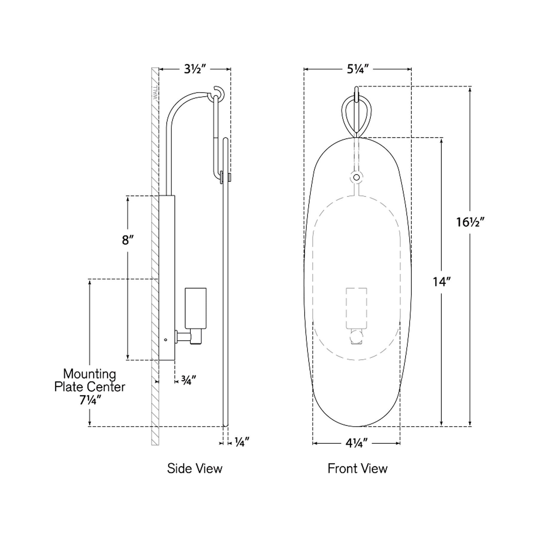 Cora LED Wall Light - line drawing.