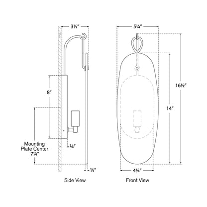 Cora LED Wall Light - line drawing.