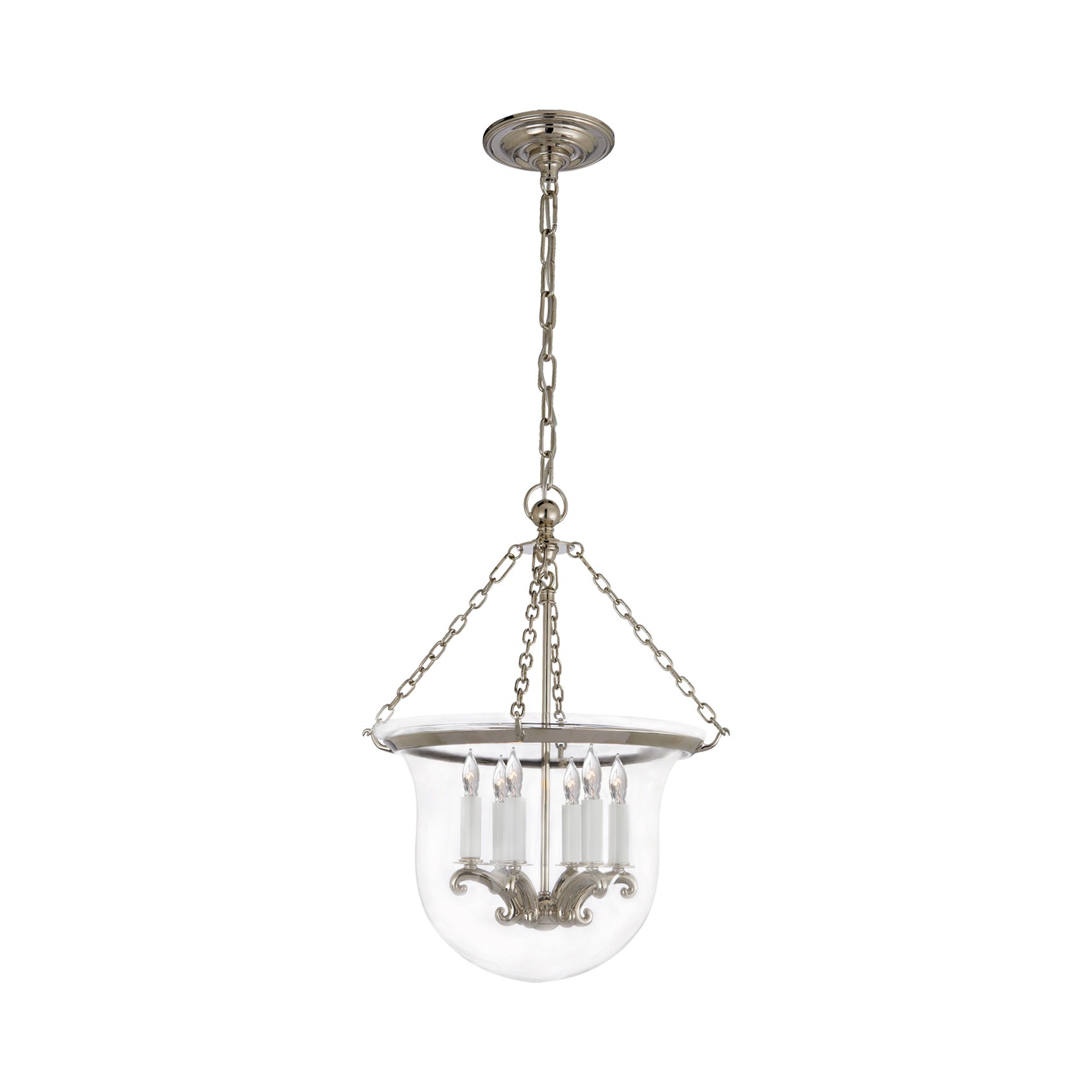 Country Bell Jar Pendant Light in Polished Nickel (Medium).